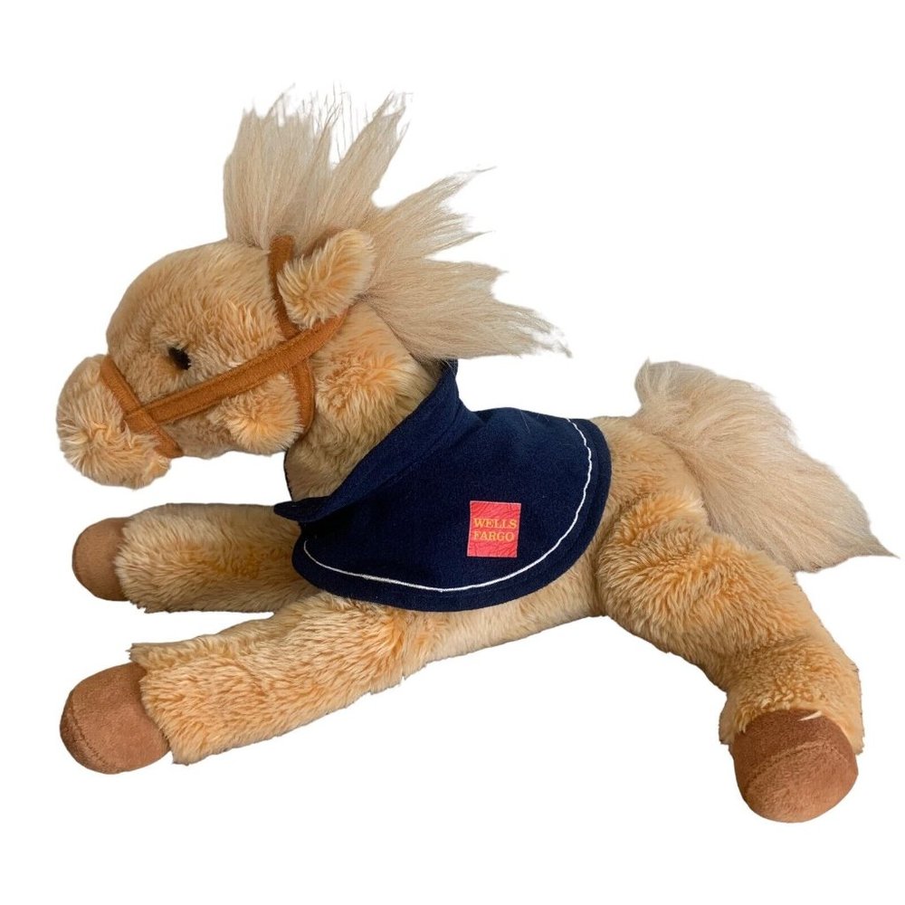 Wells Fargo - "Nellie" Plush Horse Tan/ Brown‎ Blue Neck Scarf 14” Toy